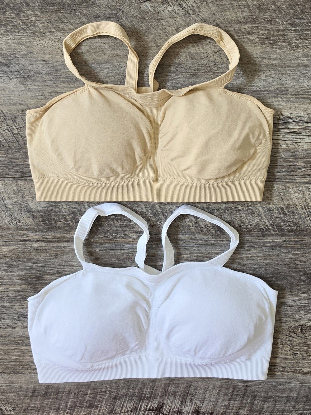 New Seamless Bralette Duo - Beige & White